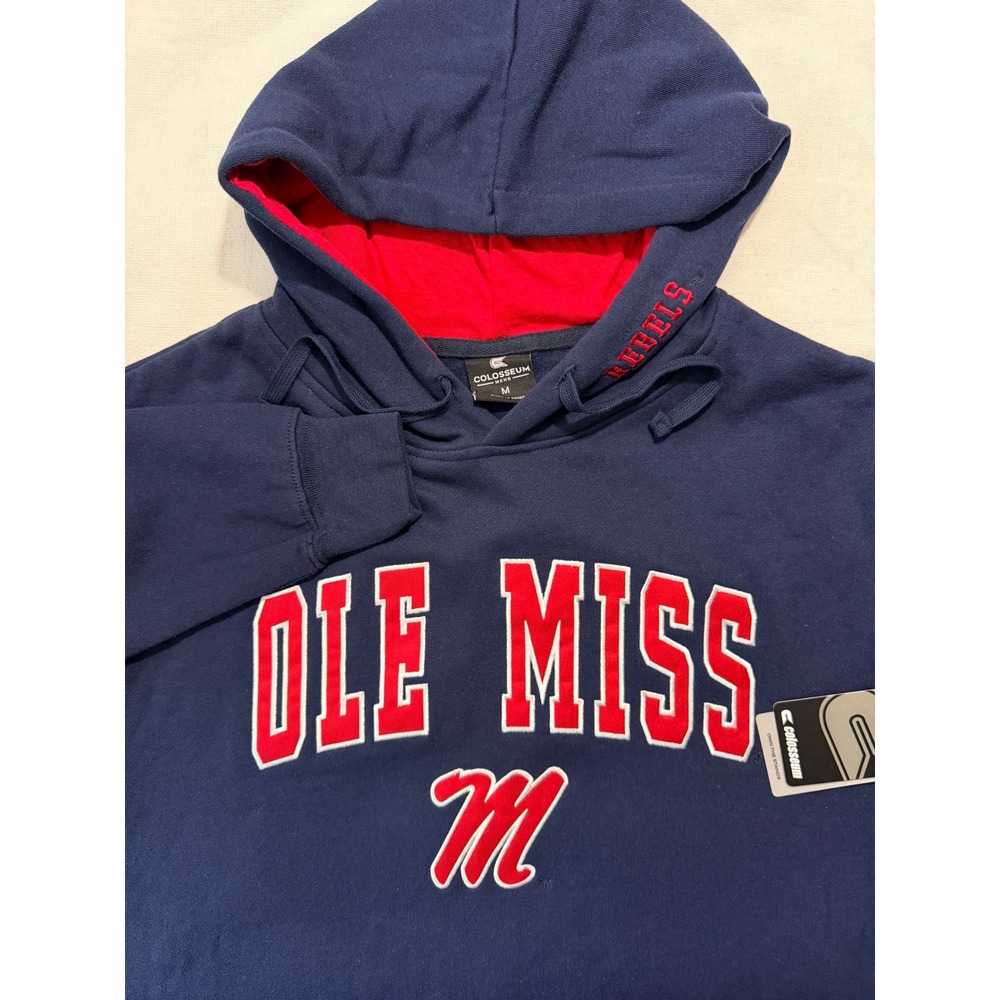NWT Colosseum Ole Miss Rebels Hoodie Mens Medium Navy Blue NCAA Sweatshirt NEW